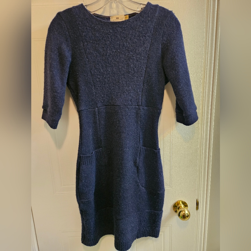 HANDMADE Navy Blue Sweater Dress
